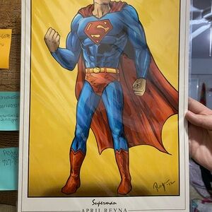 Superman Art Poster signed by April Rayna